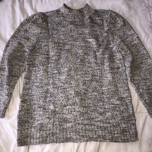 LOFT Gray and White Crew Neck Sweater